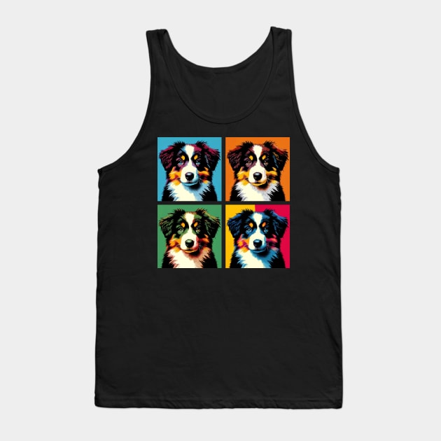 Pop Retro Australian Shepherd - Cute Puppy Tank Top by PawPopArt